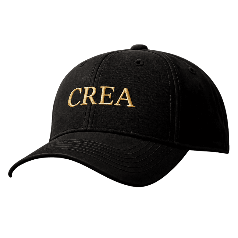 Gorra negra Crea Caps con bordado dorado CREA